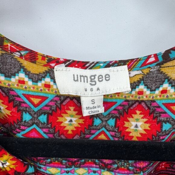 Umgee‎ Western Babydoll Tunic Dress Small Multicolor Cotton Blend Boho Hippie - Picture 5 of 8